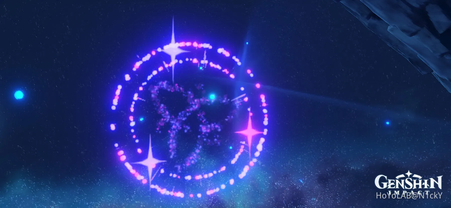 Fireworks above the statue of seven in the Chasm! Genshin Impact HoYoLAB