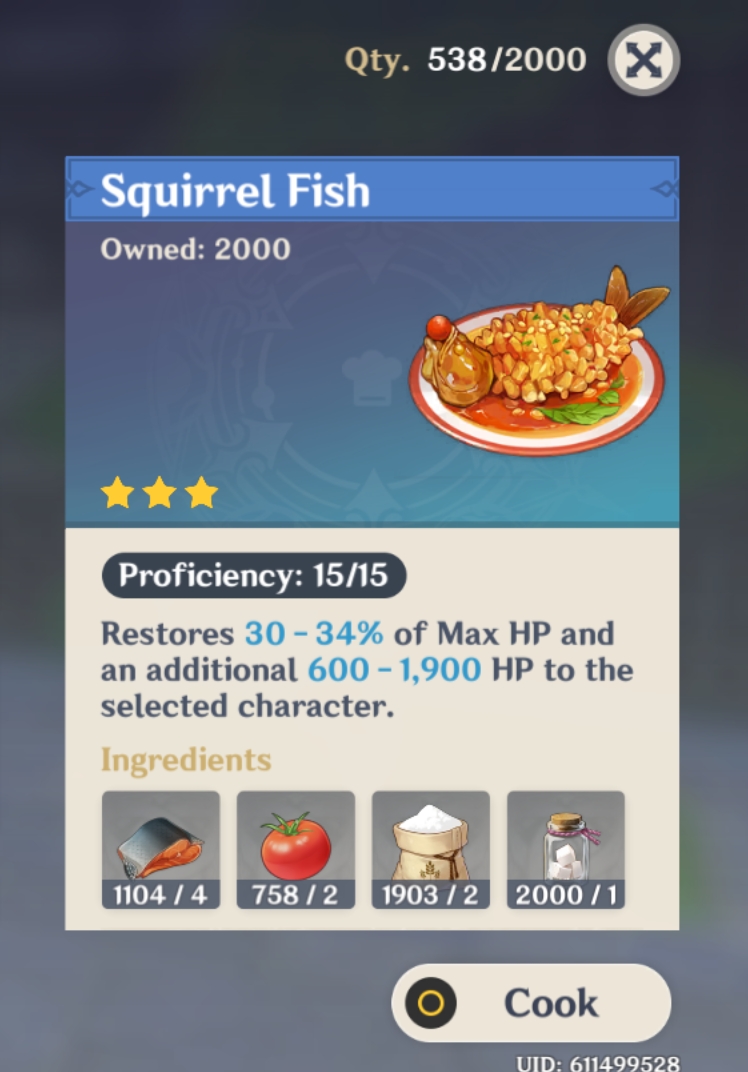 3 Star "Squirrel Fish" Genshin Impact HoYoLAB