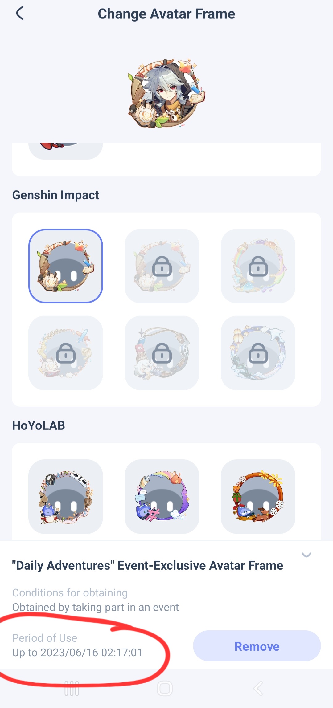 "Permanent" Avatar Frame Genshin Impact HoYoLAB