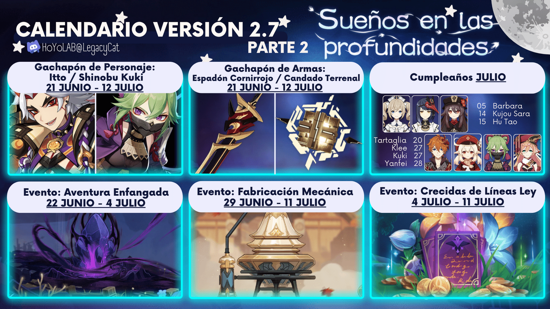 [Versión 2.7] Calendario Eventos Parte 2 Genshin Impact HoYoLAB