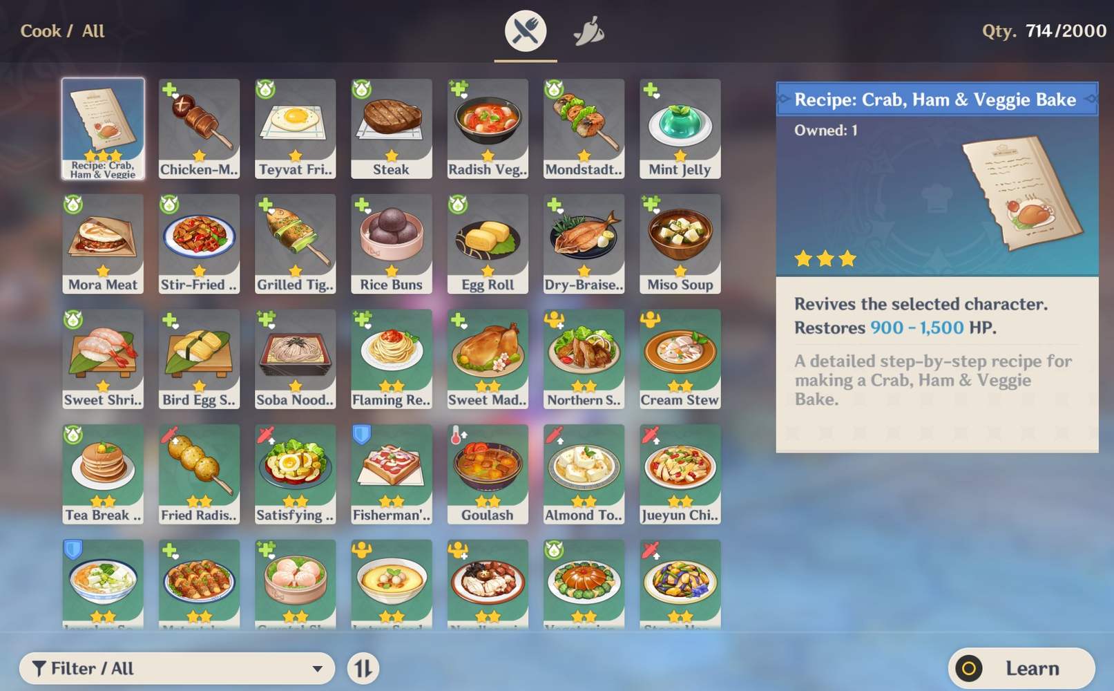 Finally got Sucrose special dish recipe, the RNG of commissions