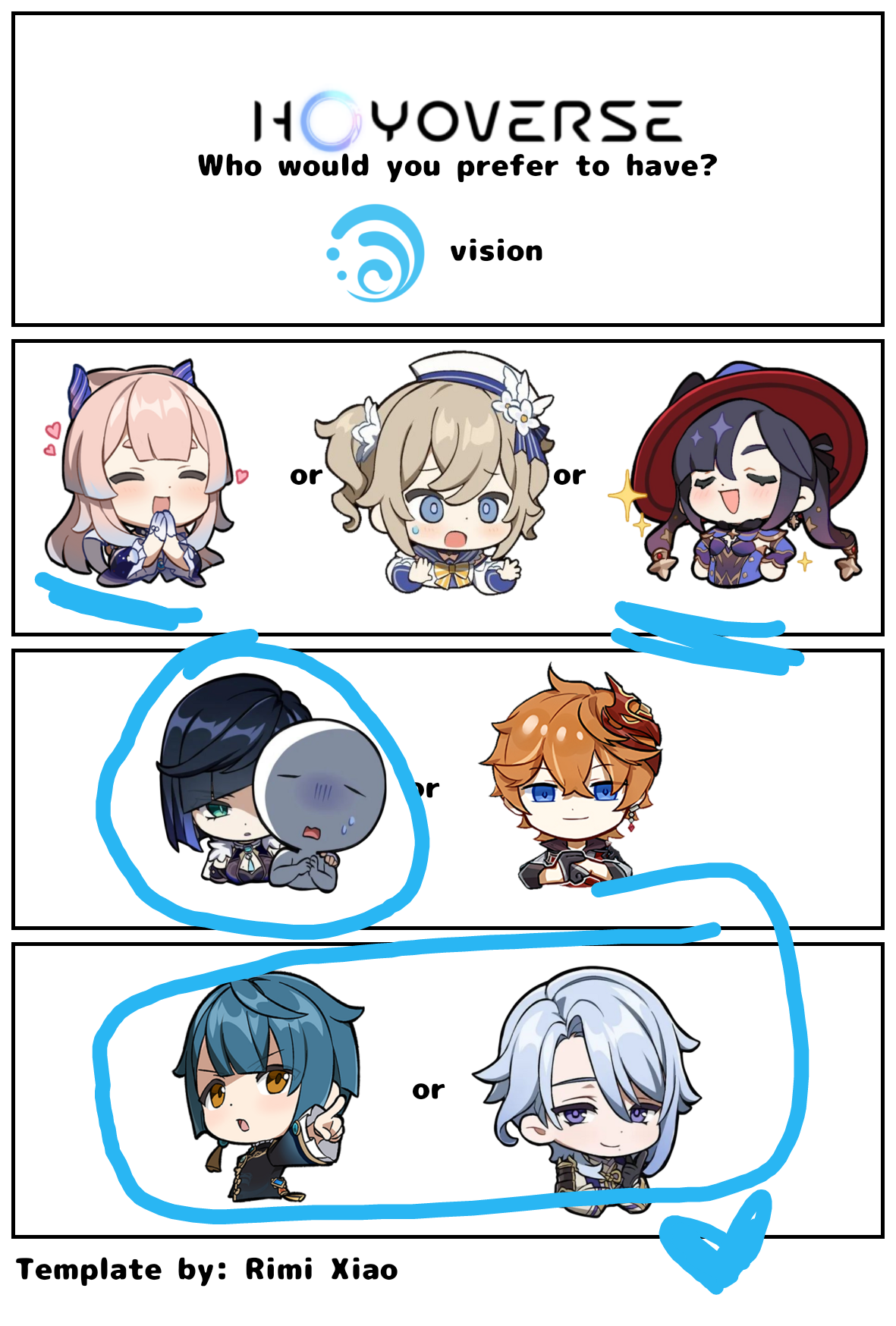 "Would you rather..." Hydro and Cryo version Genshin Impact HoYoLAB