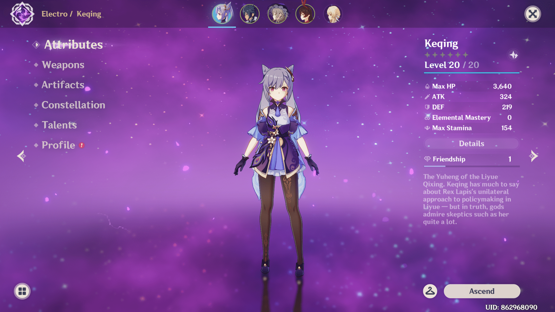 Does anyone want a Keqing account? Genshin Impact HoYoLAB