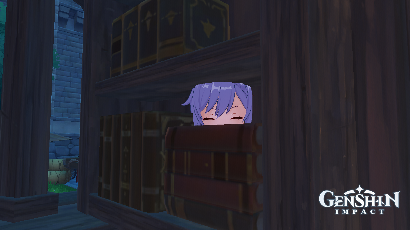 Sneaky Keqing sneaking in the bookshelf Genshin Impact HoYoLAB