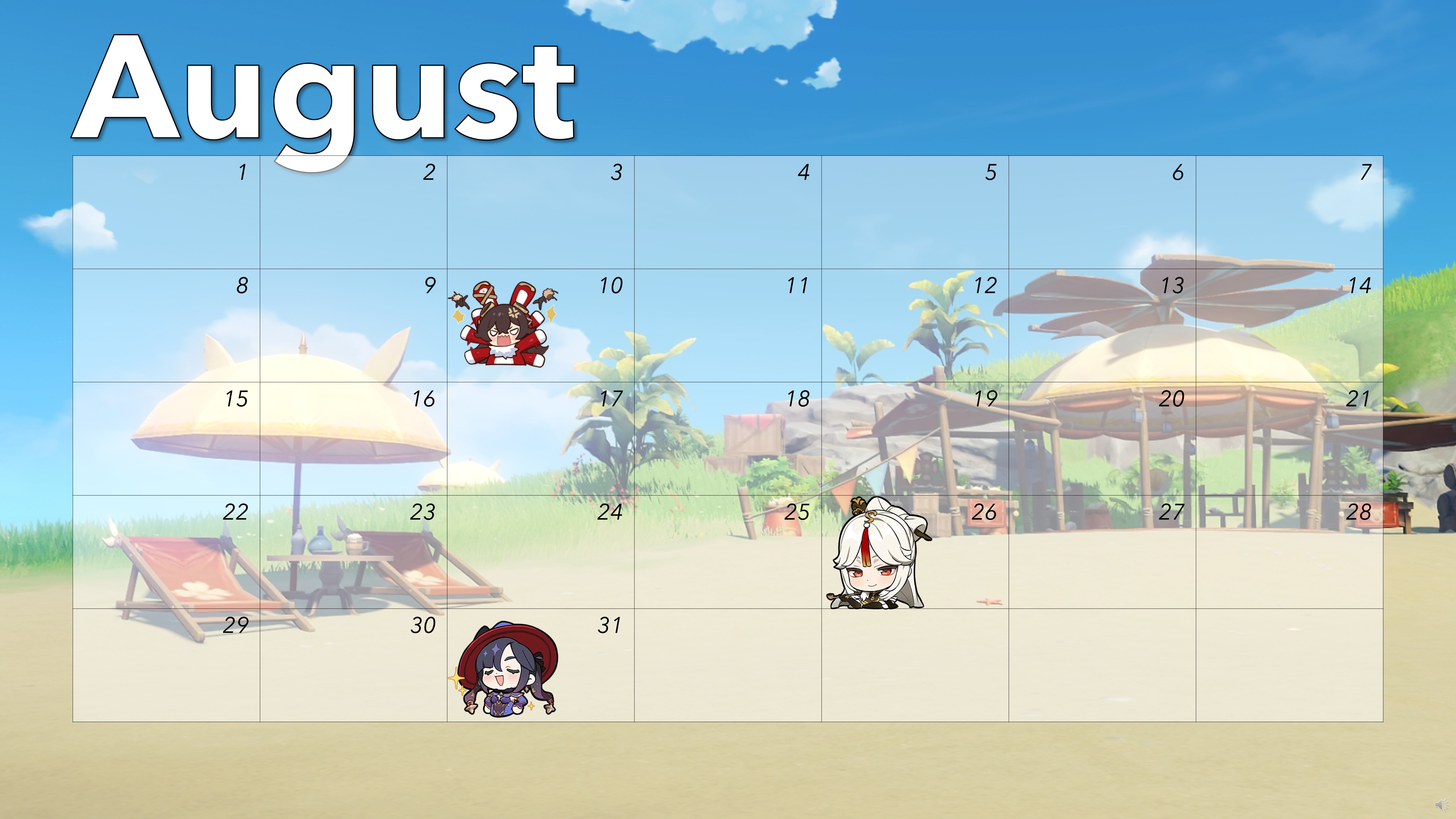 Der große Genshin Impact Geburtstagskalender August Genshin Impact