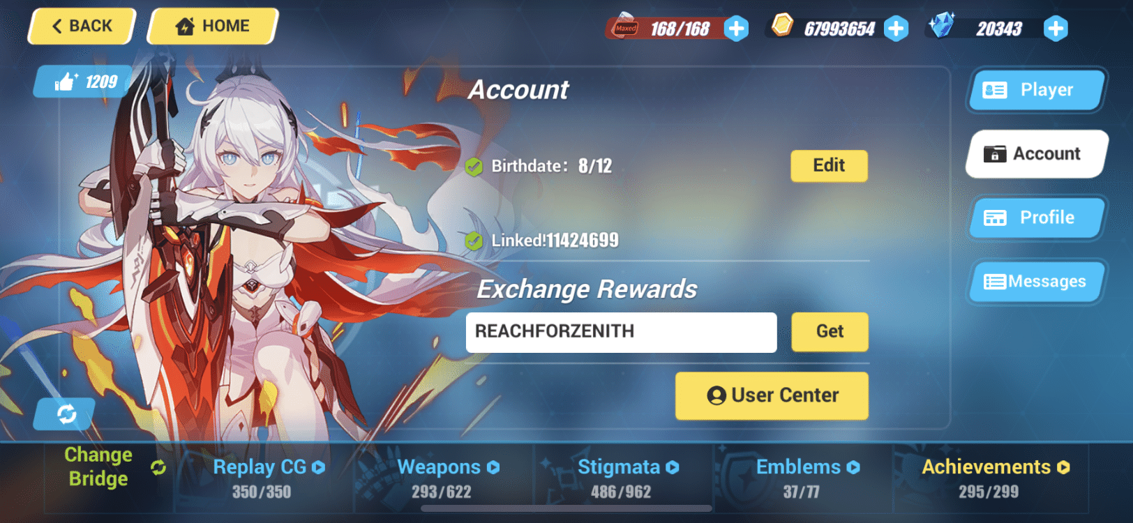 Honkai Impact 3rd redemption code from the stream for crystals Honkai