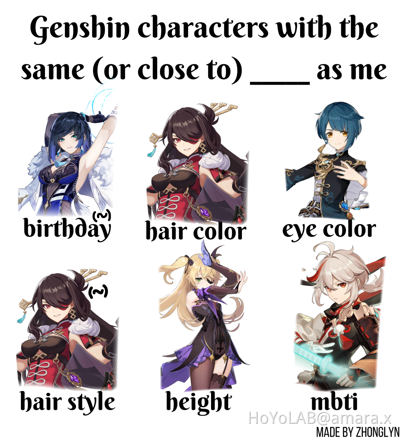 Genshin characters with the same __ as me Genshin Impact | HoYoLAB
