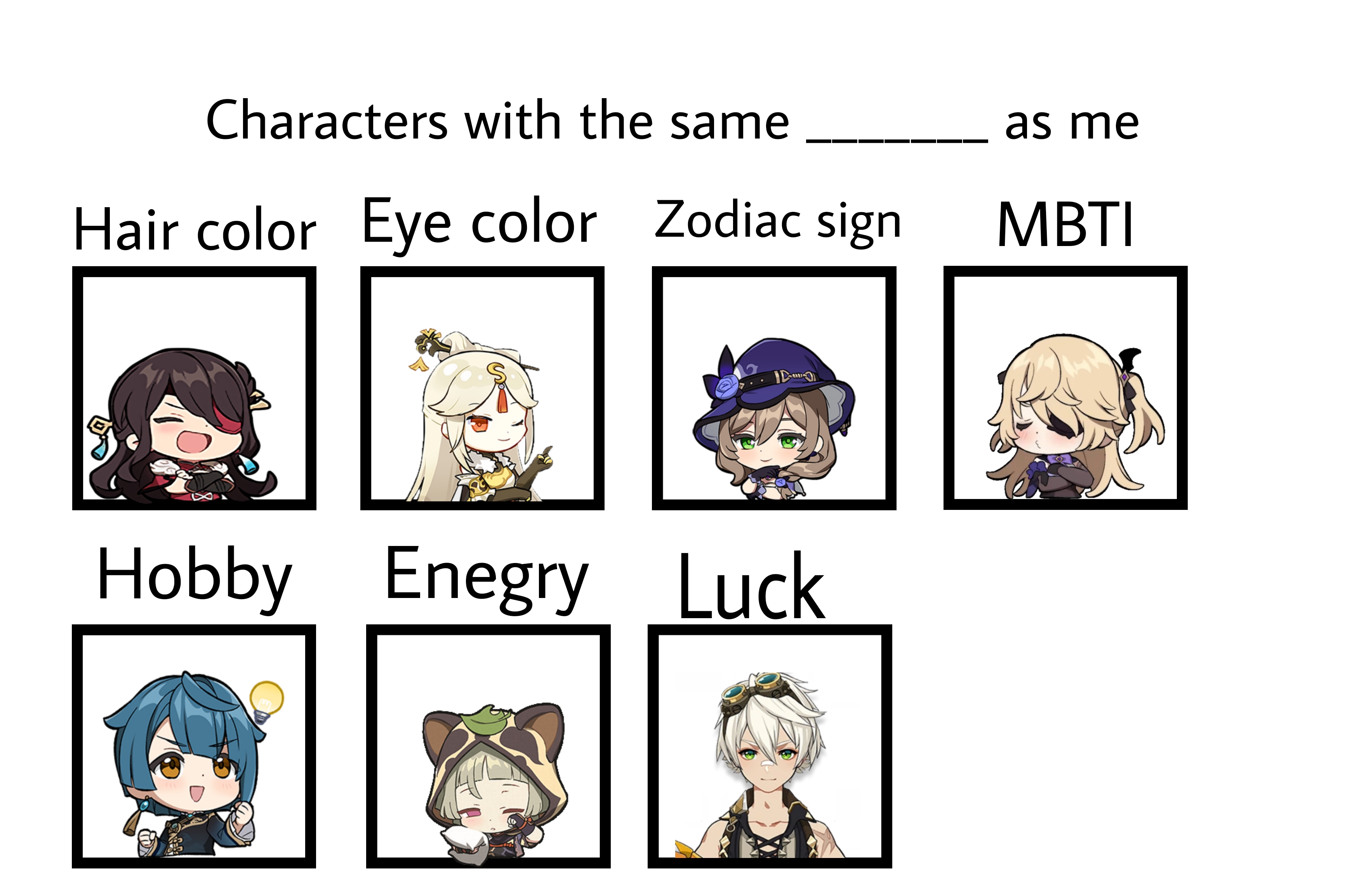 Characters with the same _______ as me Genshin Impact | HoYoLAB