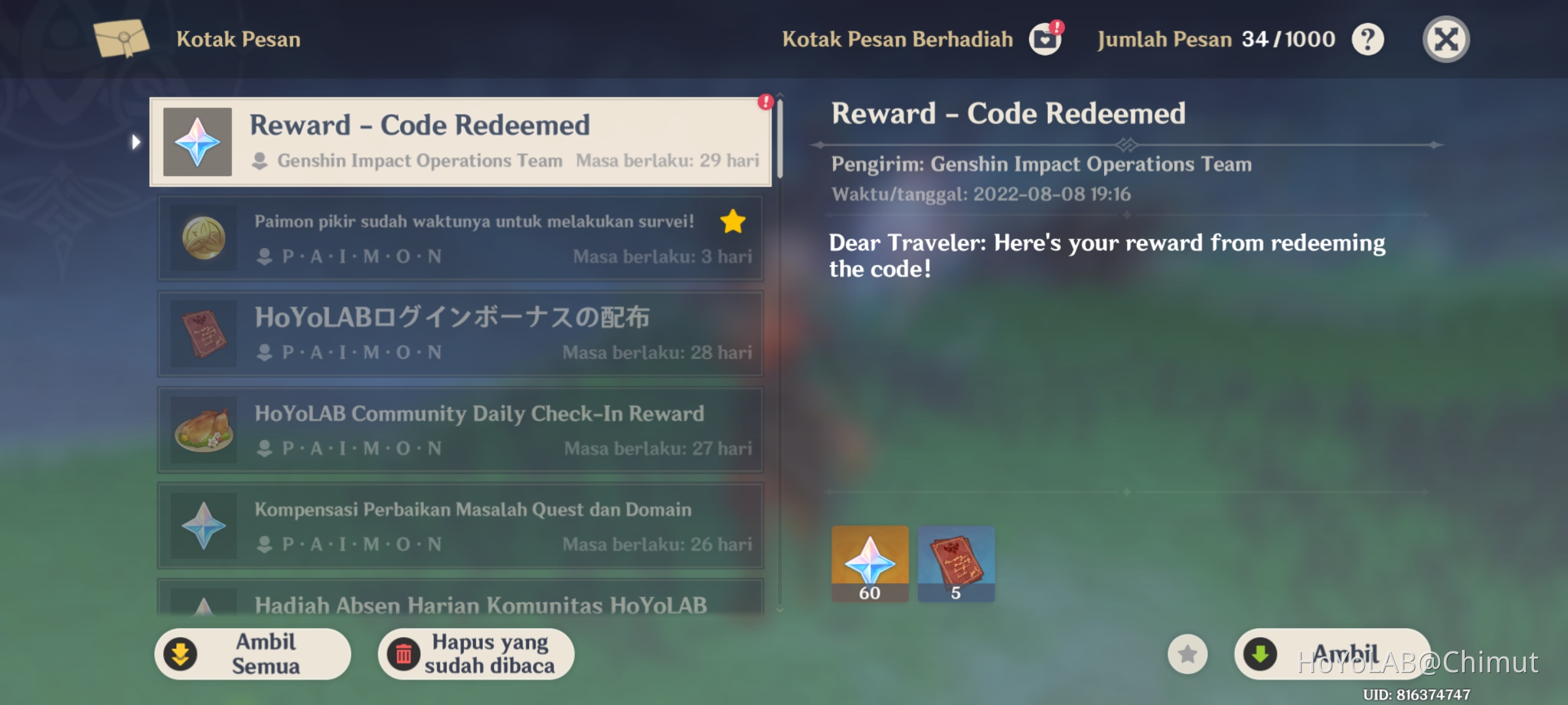 Code redeem hoyolab