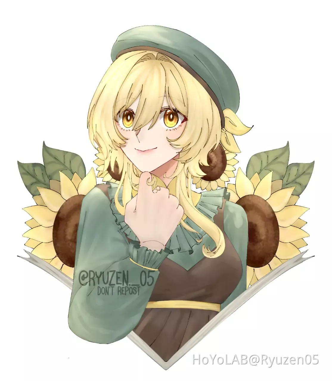 lumine and sunflowers Genshin Impact HoYoLAB