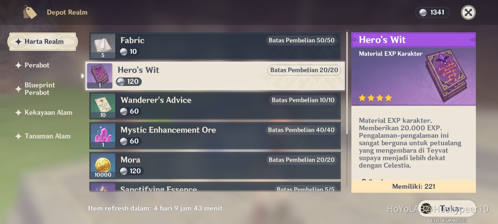 realm currency yang dibutuhkan untuk membeli semua ini. Genshin Impact