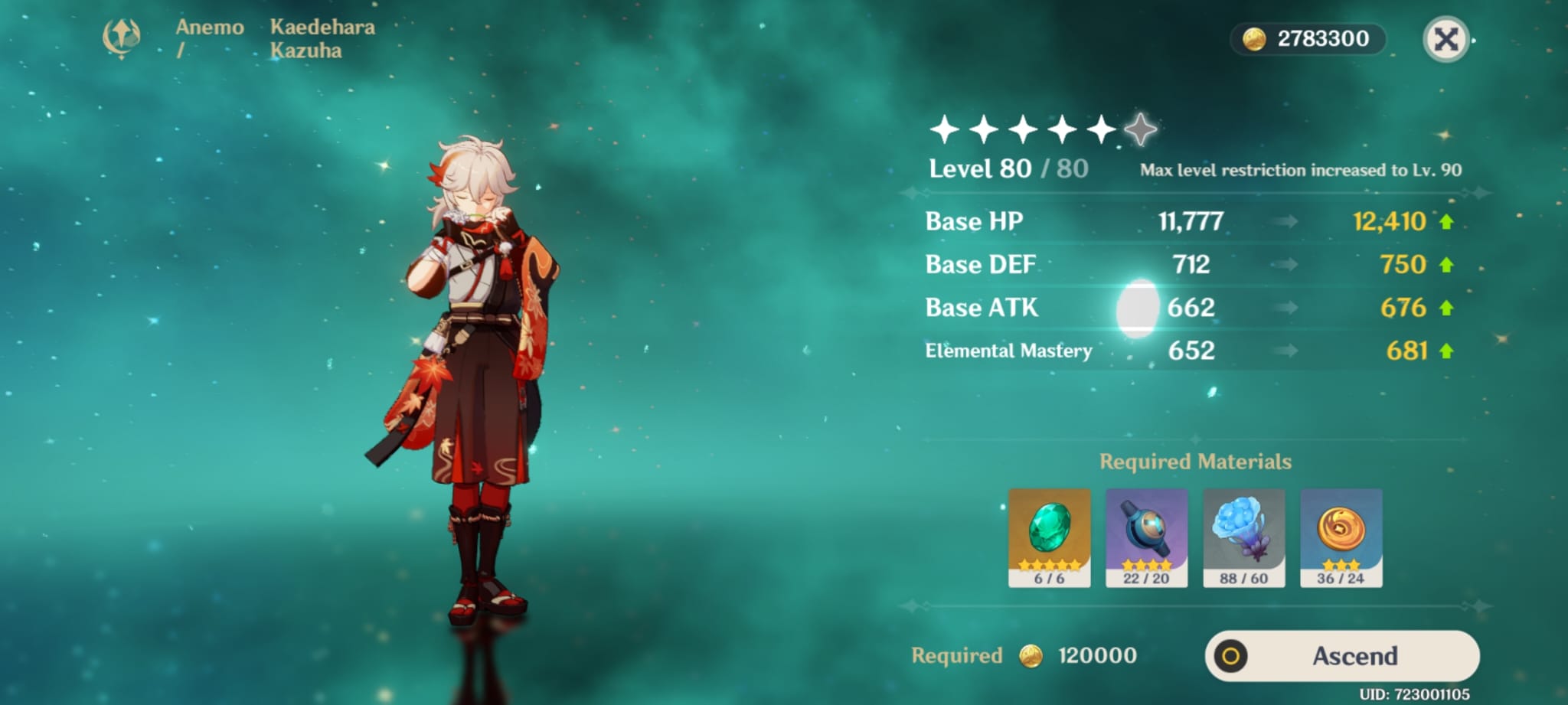 Kazuha Level 90 Genshin Impact HoYoLAB