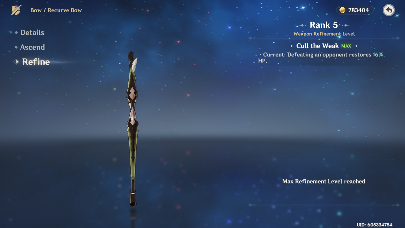 After years of waiting, rank 5 recurve bow. Genshin Impact HoYoLAB