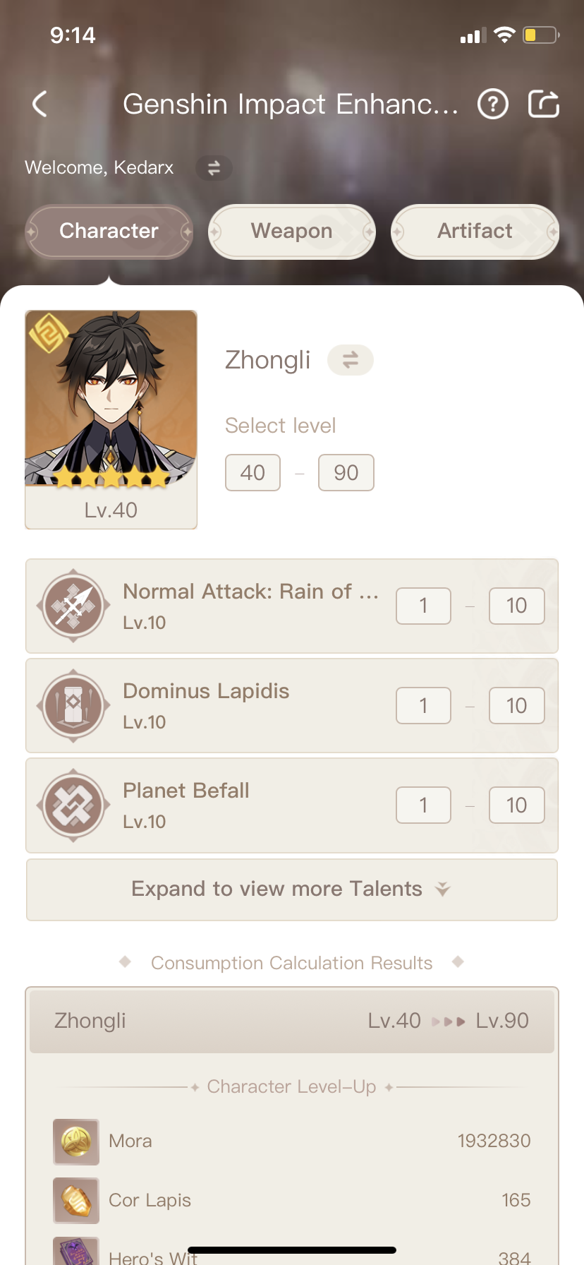 Zhongli Materials! Genshin Impact HoYoLAB