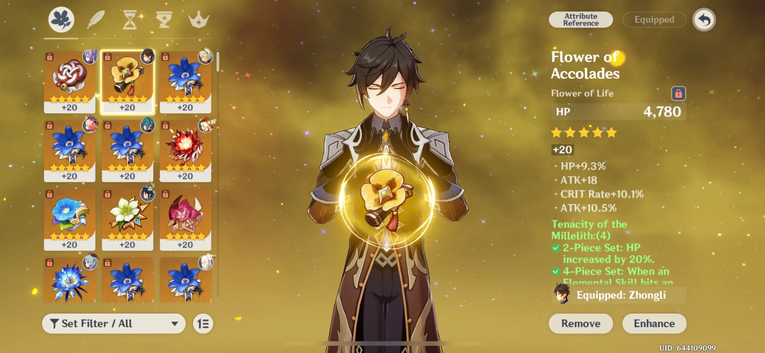 Perfect artifacts for Zhongli D Genshin Impact HoYoLAB