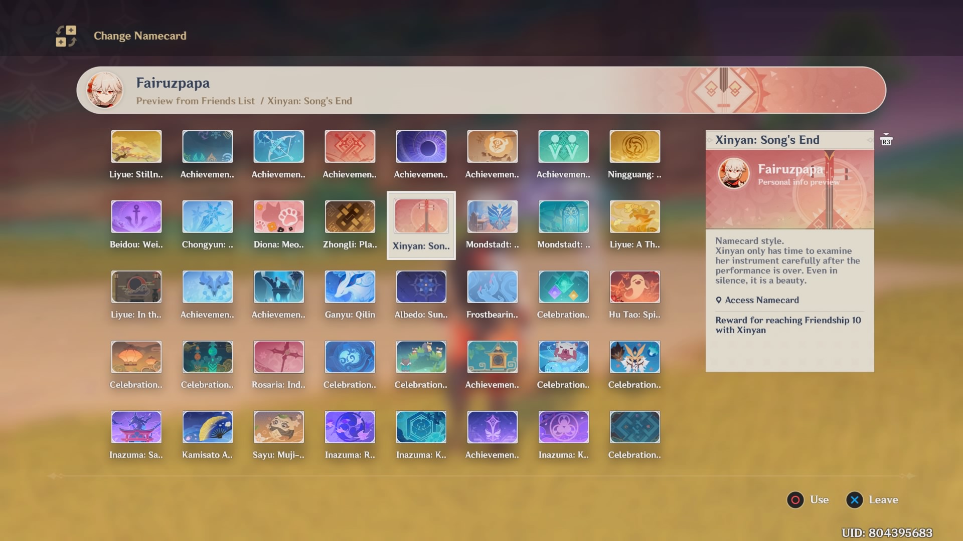 xinyan namecard Genshin Impact HoYoLAB