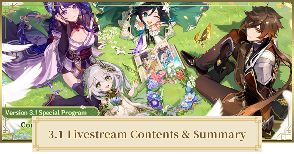 3.1 Livestream •♡• Genshin Impact | HoYoLAB
