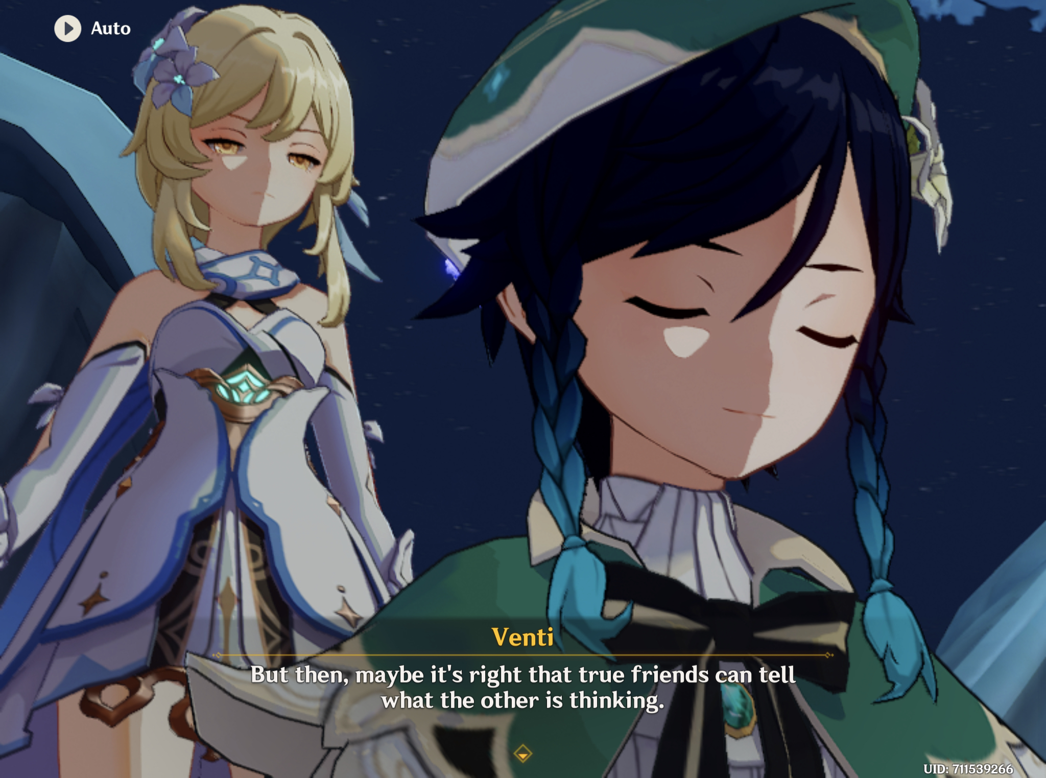 Okay Venti, but can you tell why Lumine’s glaring at you like that
