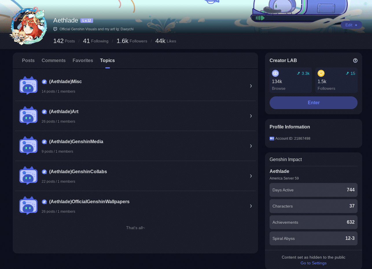 I have organized my posts hoyolab