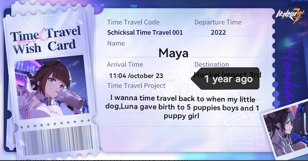 Time Travel Card Post. Honkai Impact 3rd HoYoLAB