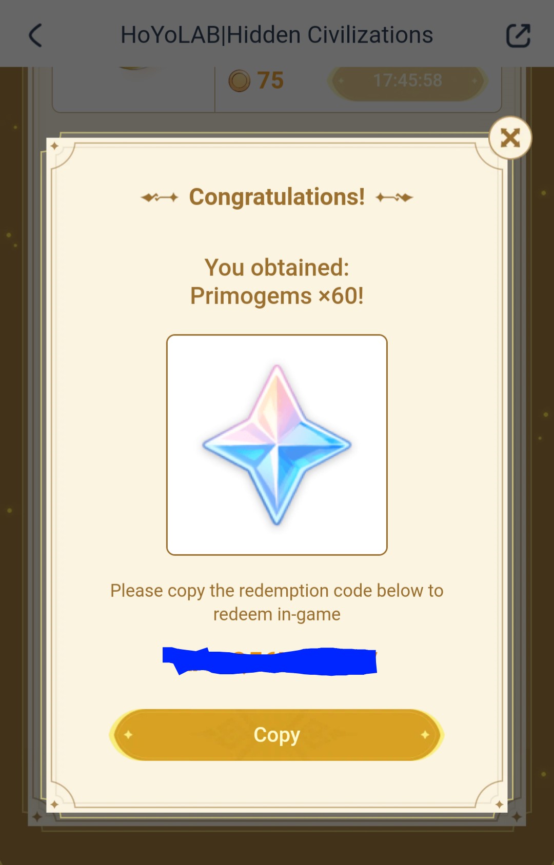 Hidden Civilizations Primos reward Genshin Impact | HoYoLAB
