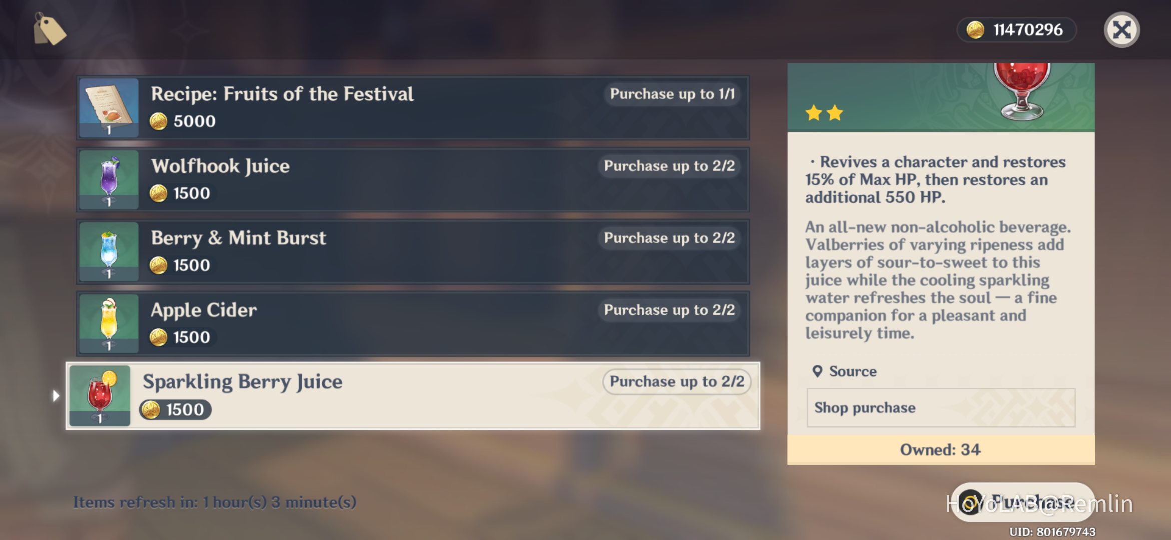 Sparkling Berry Juice Genshin Impact HoYoLAB