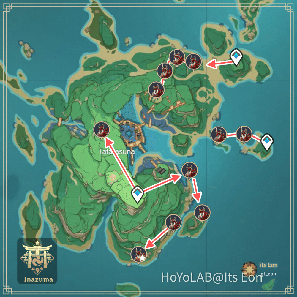 Nobushi Enemies Farm (400 Handguards) FAST ROUTE ! Genshin Impact