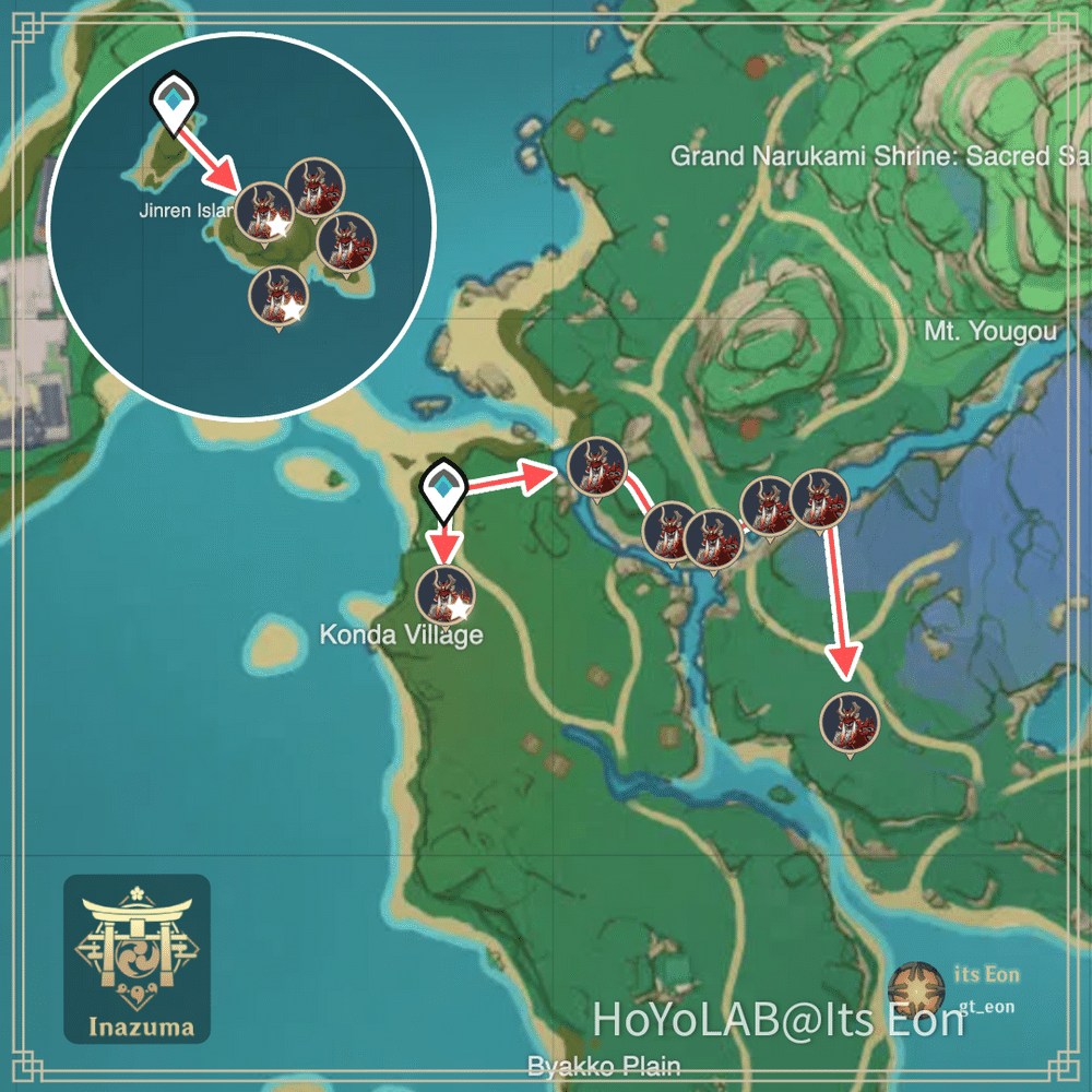 Nobushi Enemies Farm (400 Handguards) FAST ROUTE ! Genshin Impact