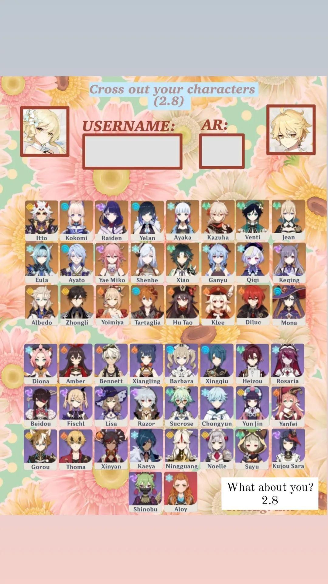 Compte Genshin Impact (EU) – AR57 – Kazuha C6, Raiden C2, 34 Persos 5* + 12 Armes 5*
