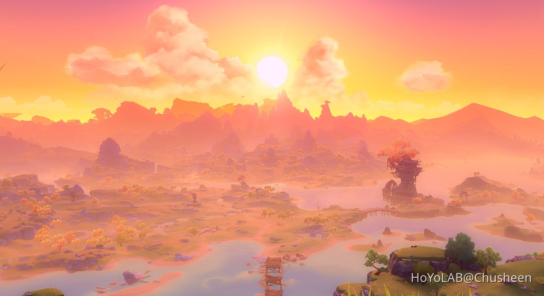 Evening Sun above Liyue near Wangshu Inn Genshin Impact HoYoLAB