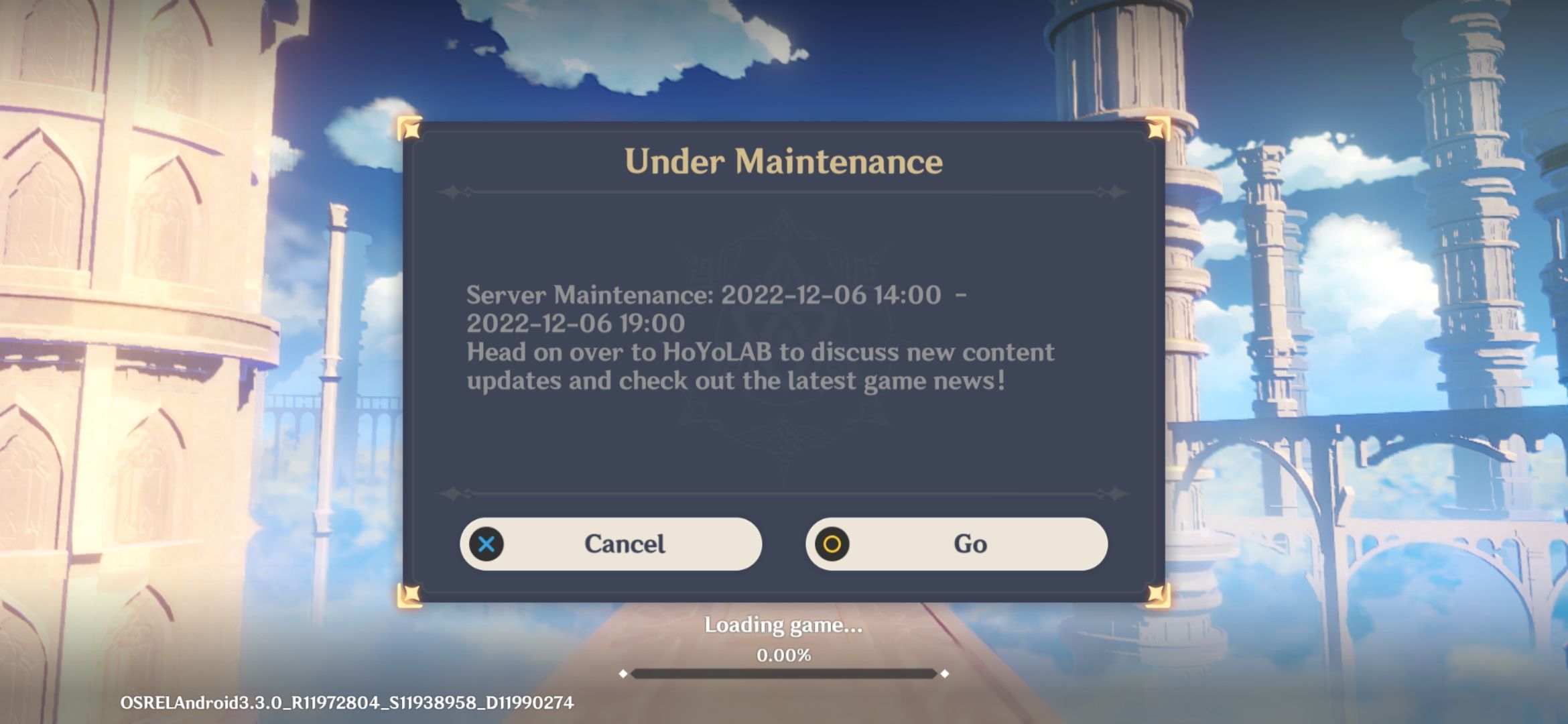 Maintenance Genshin Impact HoYoLAB