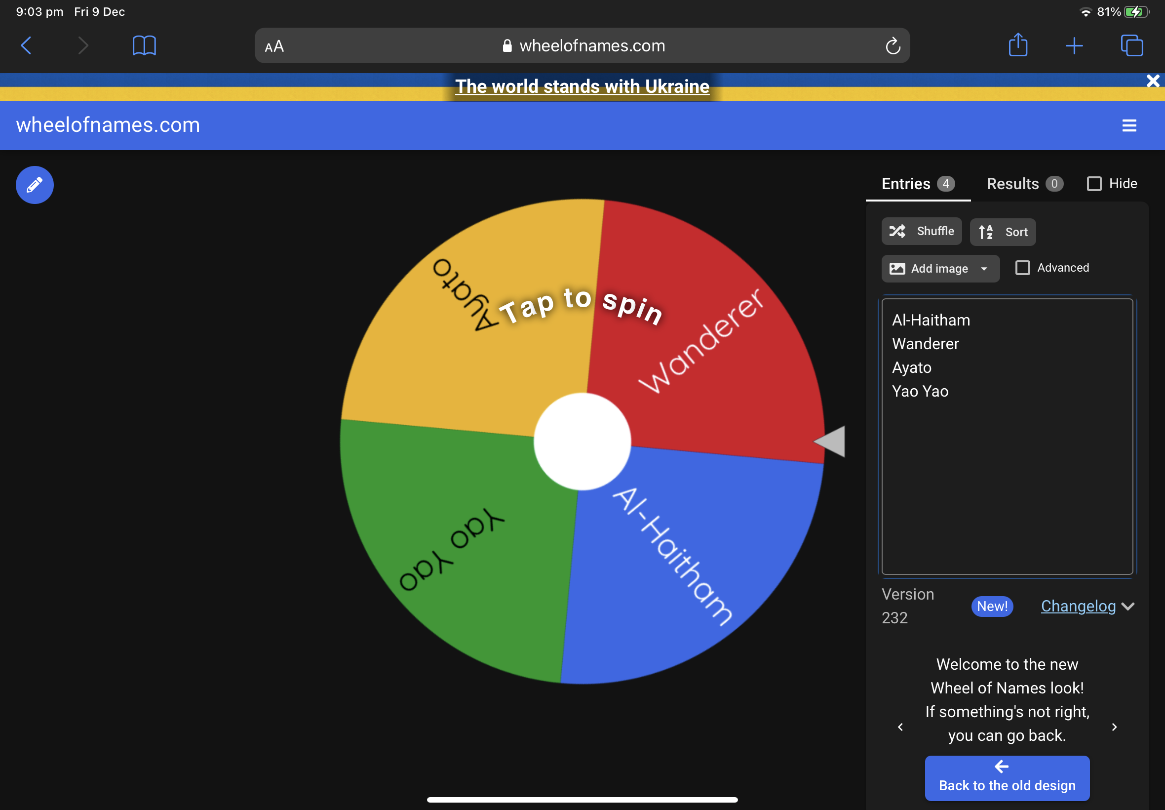 So I did wheel of names to decide who I’d save for… Genshin Impact