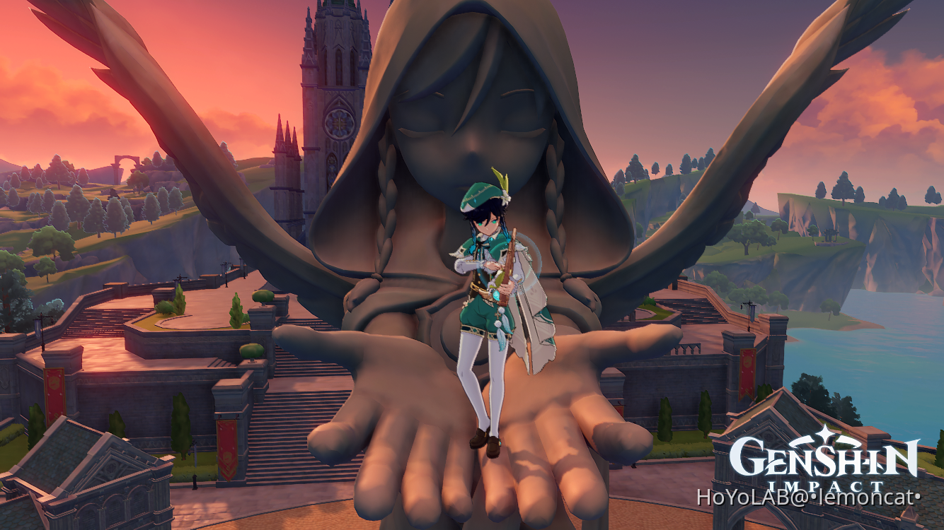 Venti on the statue Genshin Impact HoYoLAB