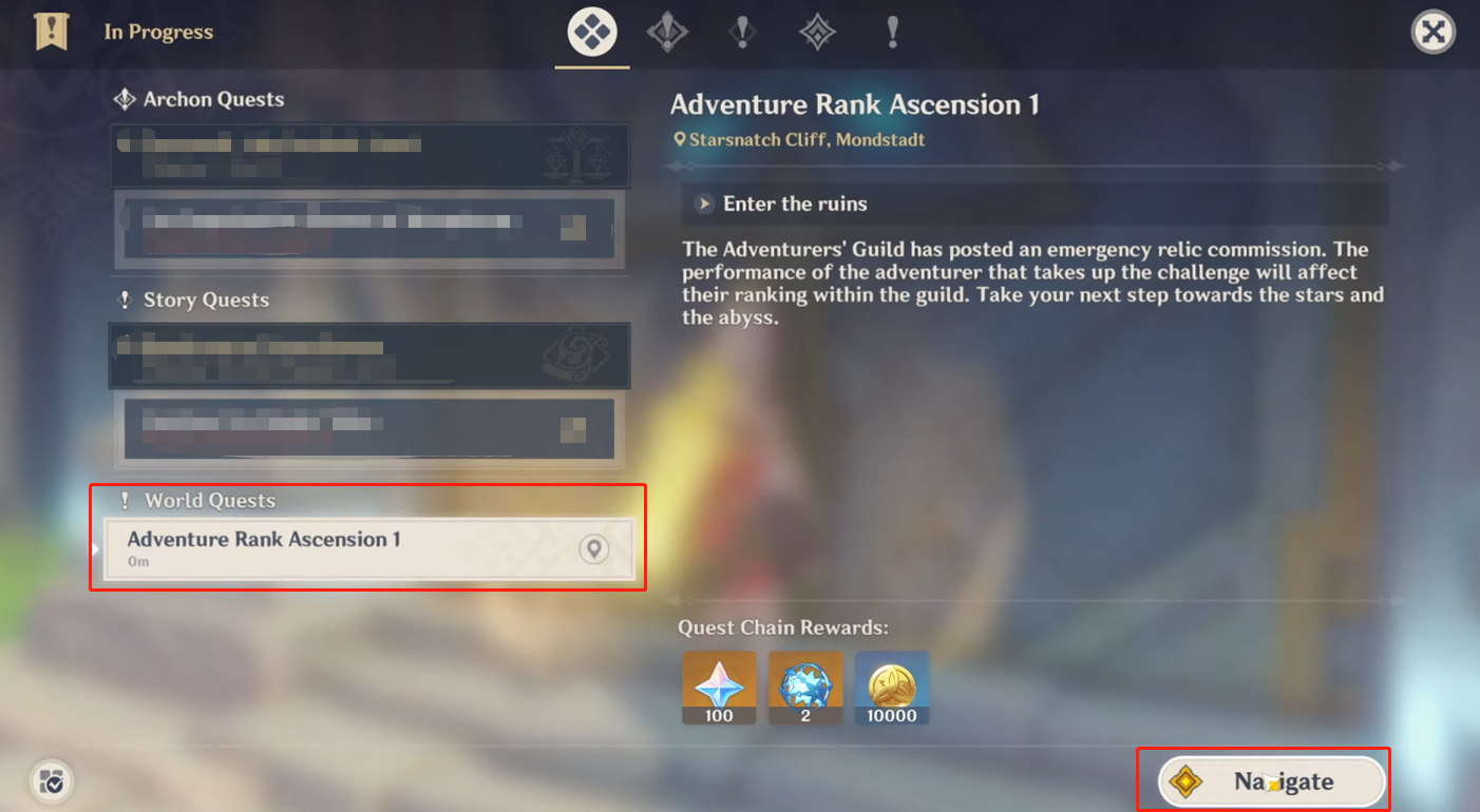 在列表中點選【冒險等階突破• 一】，選擇【追蹤目標】
