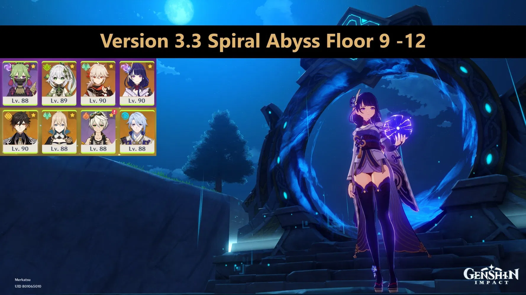 V3.3 Spiral Abyss Floor 912 Raiden Shogun / Ayato Genshin Impact