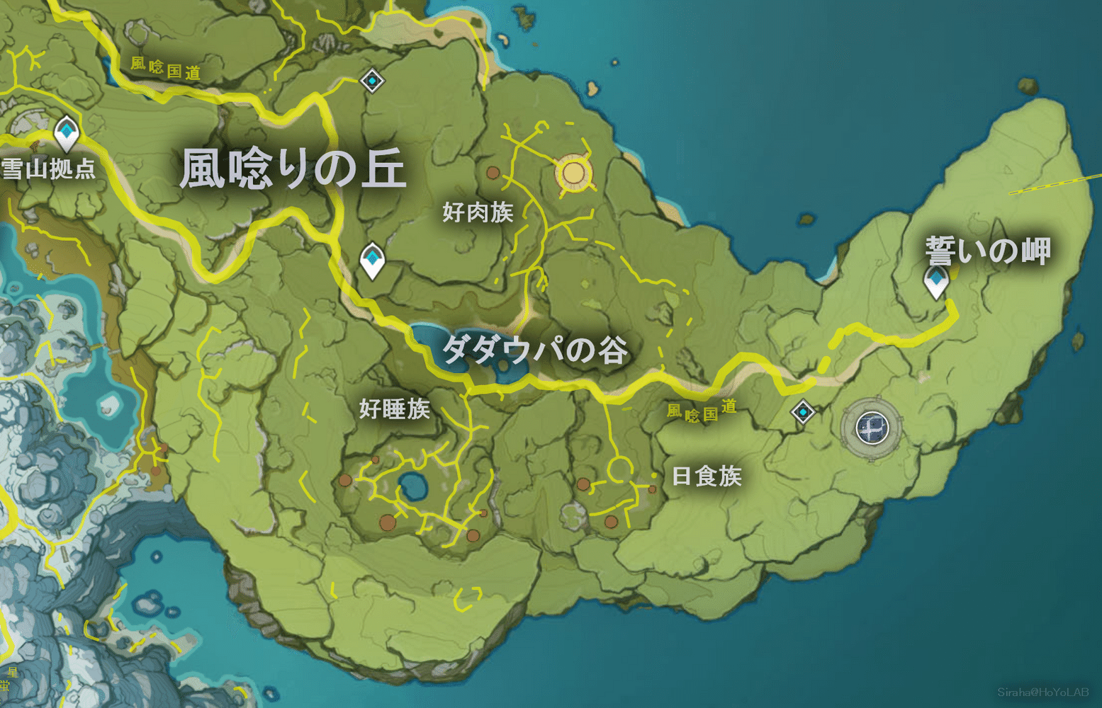 原神道路地図 - モンド - 風唸りの丘 Genshin Impact | HoYoLAB