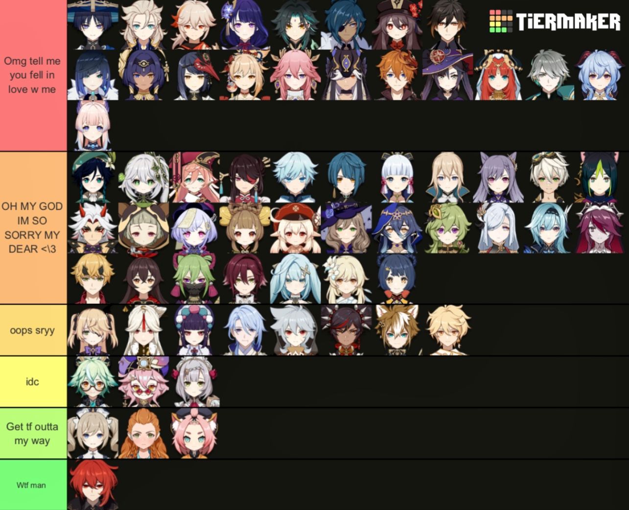 my honest reaction if i bumped into diff characters Genshin Impact ...