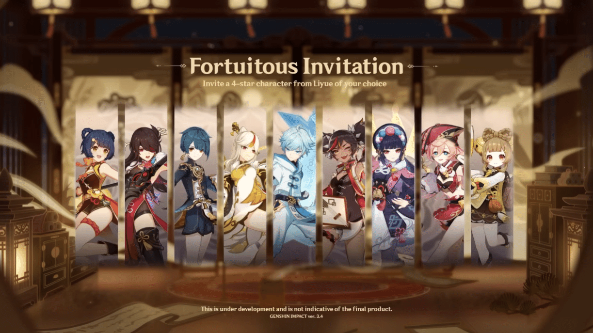 Fortuitous Invitation Invite a 4 star character from Liyue of your choice! [Updated] Genshin