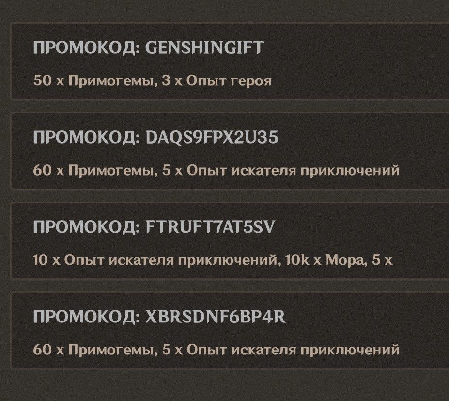 Новые промо коды январь Genshin Impact | HoYoLAB