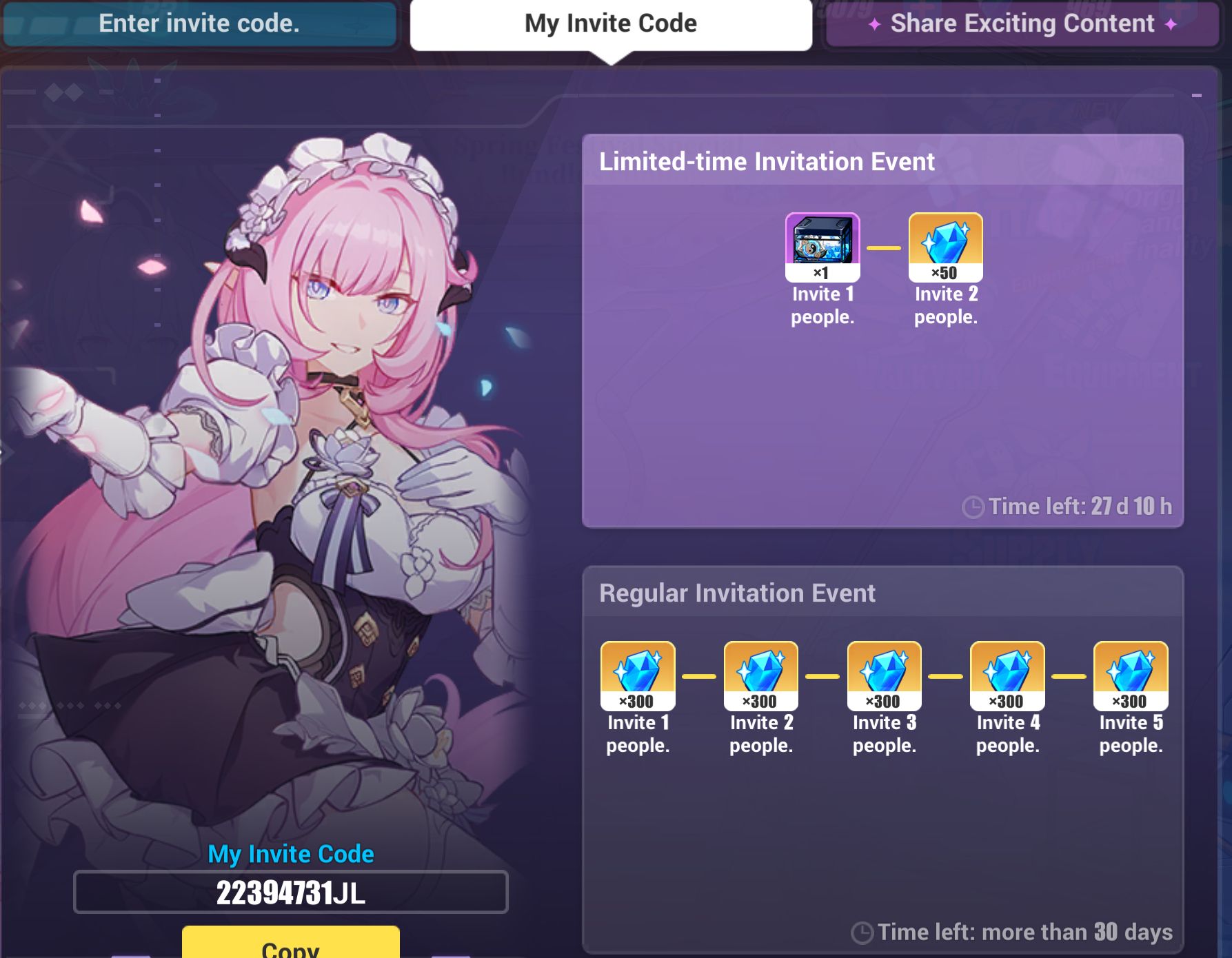 Invite code 22394731jl honkai impact 3rd hoyolab