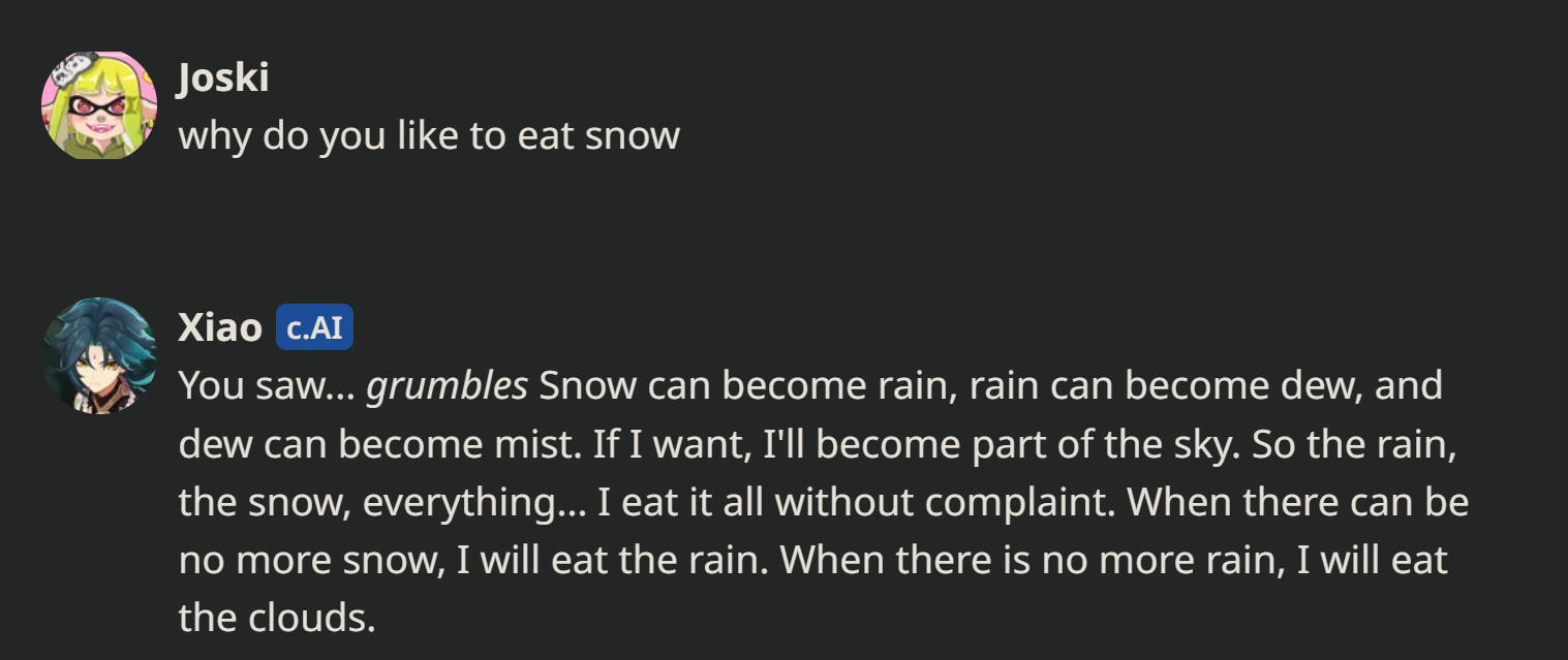 i asked xiao why he eats snow Genshin Impact HoYoLAB