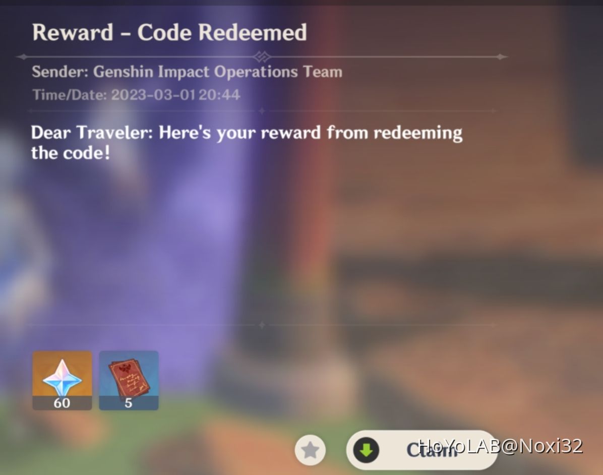 New redeem code hoyolab