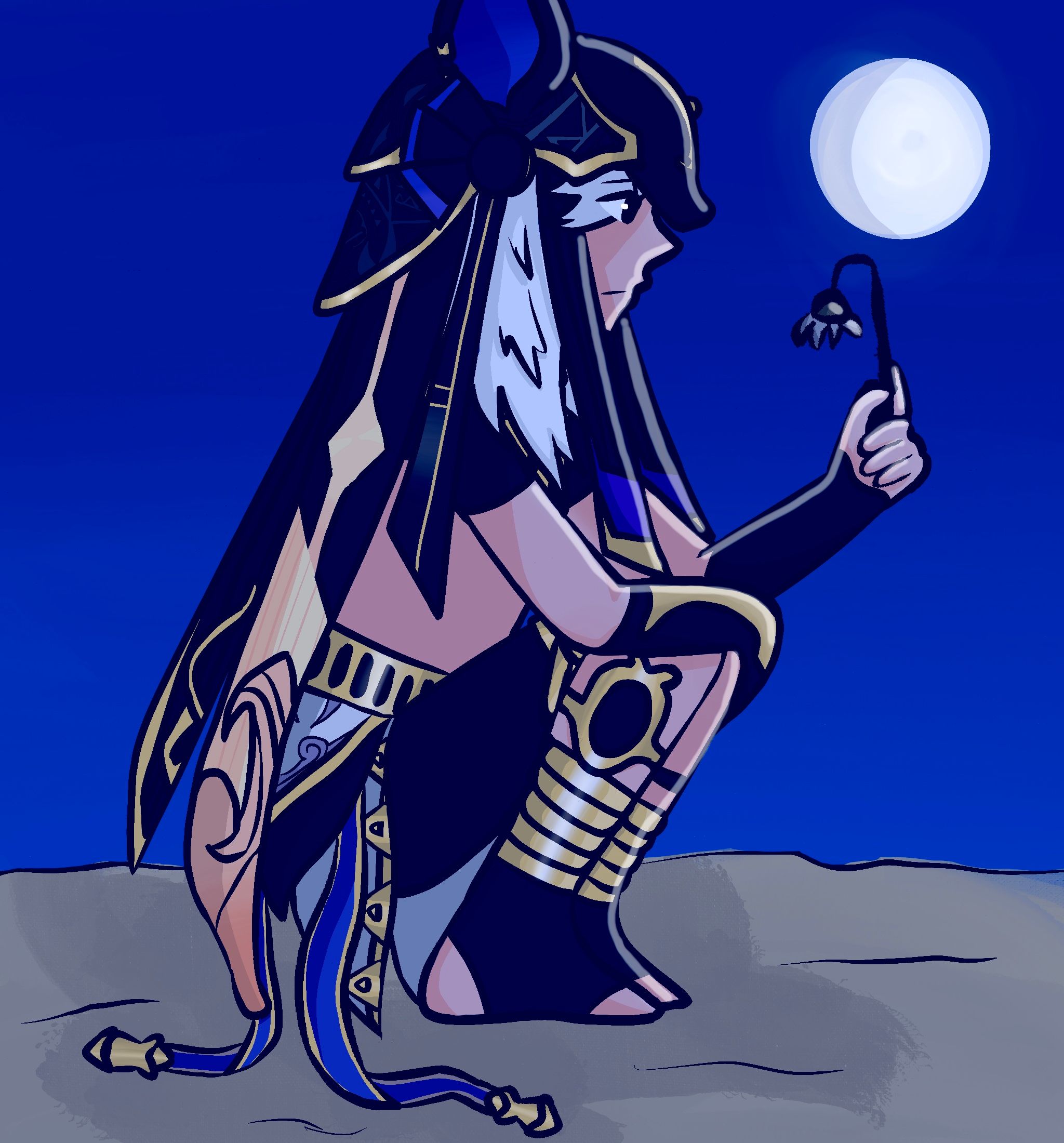 Cyno looking at a flower Genshin Impact HoYoLAB