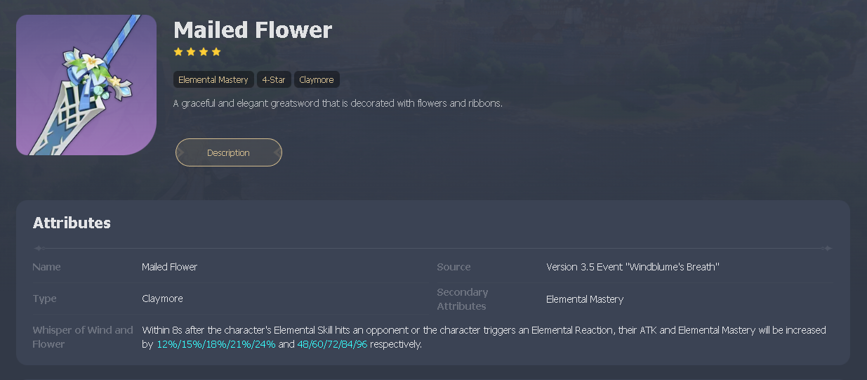 A Guide of 4Star Claymore「Mailed Flower」 Genshin Impact HoYoLAB