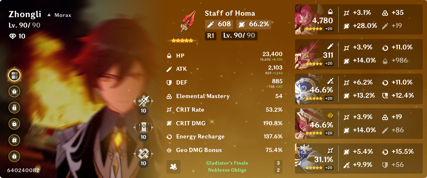 Main dps Zhongli build bc yes Genshin Impact HoYoLAB