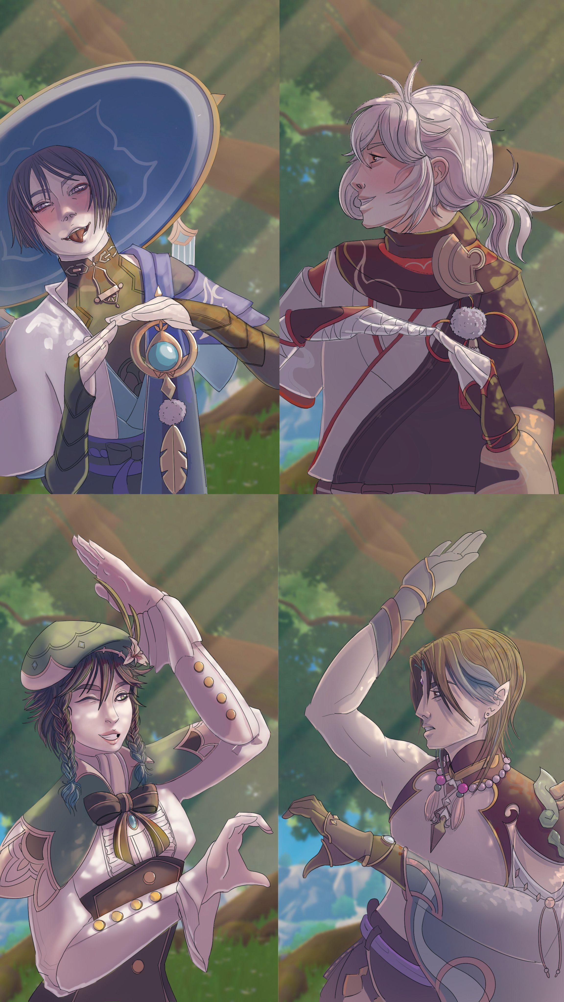 If Anemo boys tried to make heart Photo Booth easy filter from TikTok Genshin Impact HoYoLAB