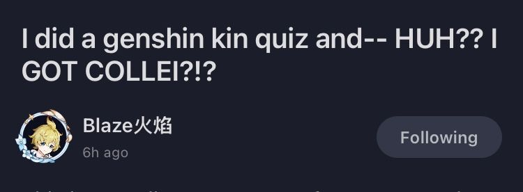 I did the Genshin kin quiz? Genshin Impact | HoYoLAB