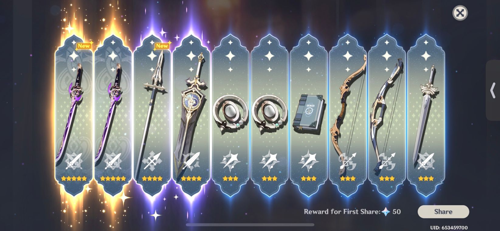 Magic Weapon Stars first 5 star weapon on my first weapon pull session got me DOUBLE 5 ...