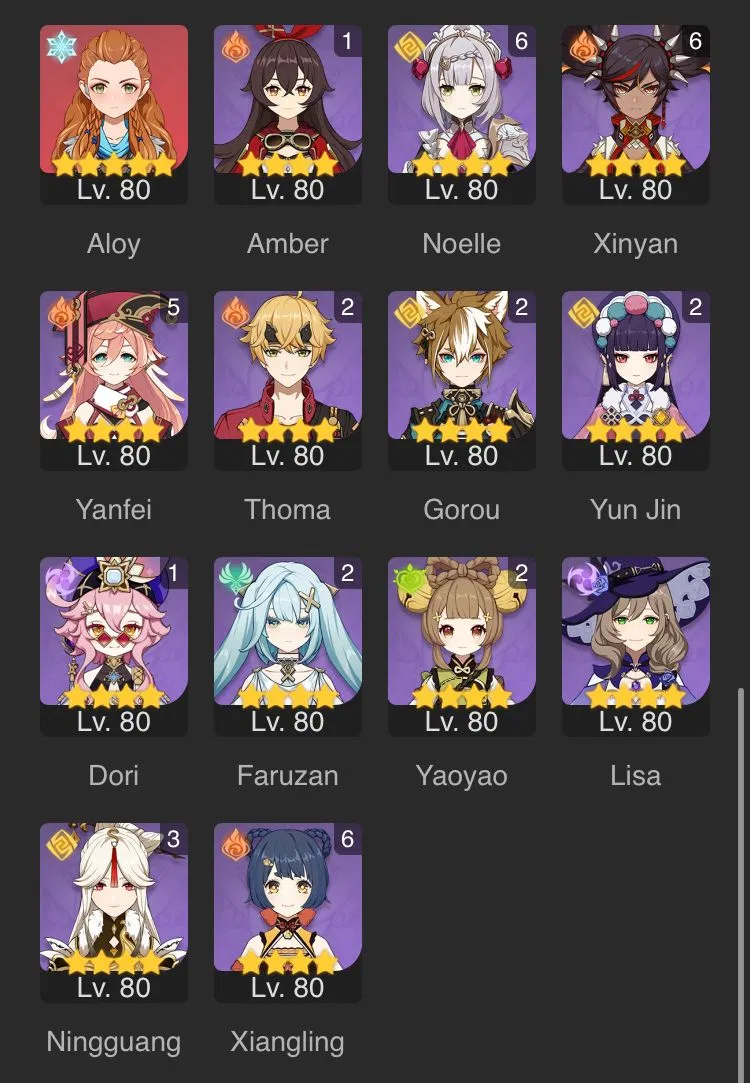 Spreadsheets Genshin Impact HoYoLAB