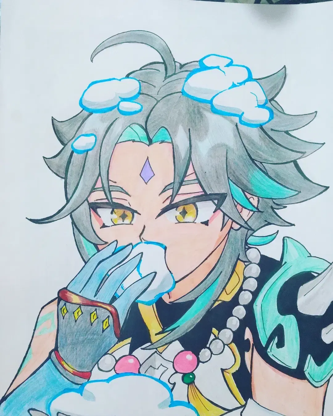 xiao eats snow fan art by me Genshin Impact HoYoLAB